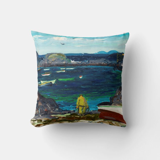 Der Hafen, die monheganische Küste, die Malerei vo Kissen (Vorderseite)
