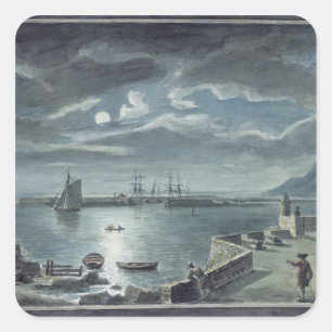 Der Hafen und das Cobb, Lyme Regis durch Quadratischer Aufkleber