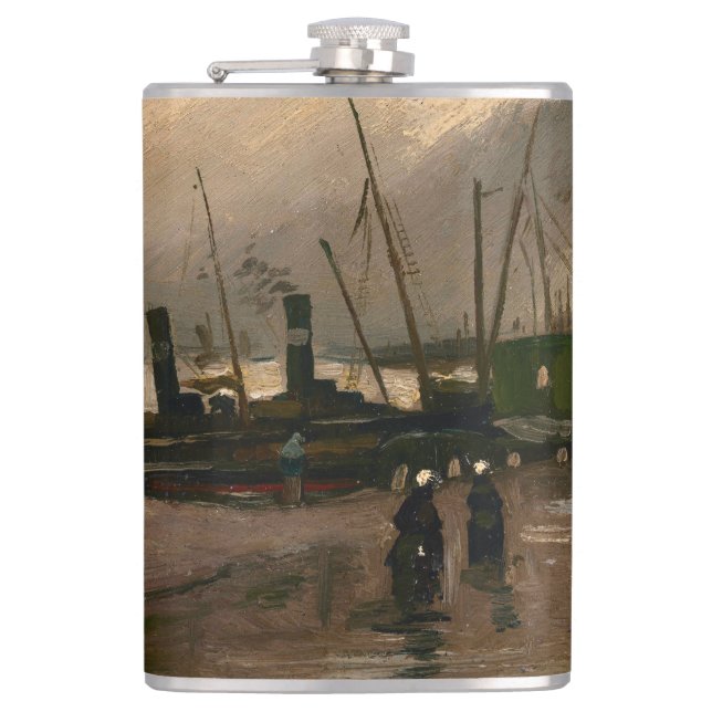 Der Hafen von Amsterdam von Vincent Gogh Flachmann (Vorderseite)