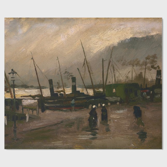 Der Hafen von Amsterdam von Vincent Gogh Geschenkpapier (Flach)