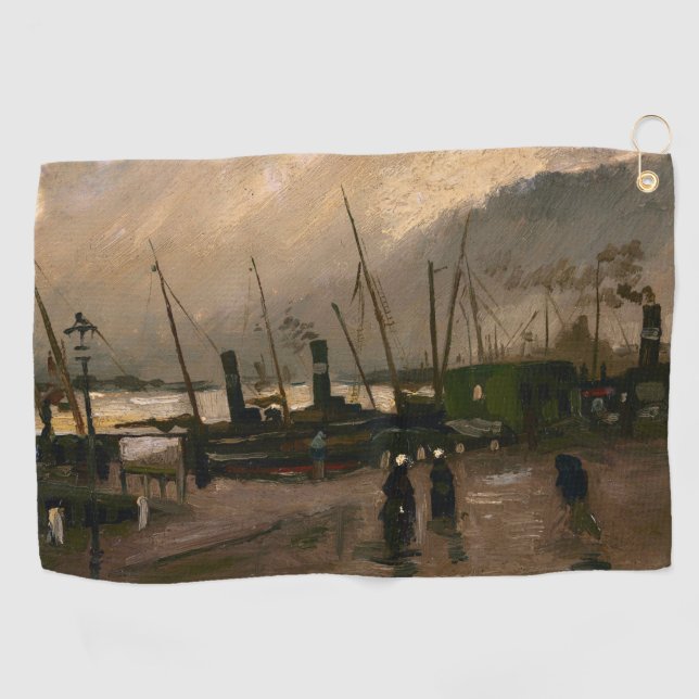 Der Hafen von Amsterdam von Vincent Gogh Golfhandtuch (Horizontal)