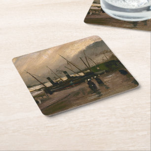 Der Hafen von Amsterdam von Vincent Gogh Rechteckiger Pappuntersetzer