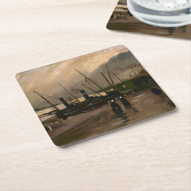 Der Hafen von Amsterdam von Vincent Gogh Rechteckiger Pappuntersetzer (angewinkelt)