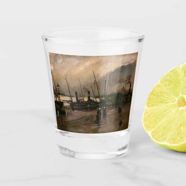 Der Hafen von Amsterdam von Vincent Gogh Schnapsglas (Vorderseite)
