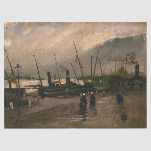 Der Hafen von Amsterdam von Vincent Gogh Seidenpapier (Vorderseite)
