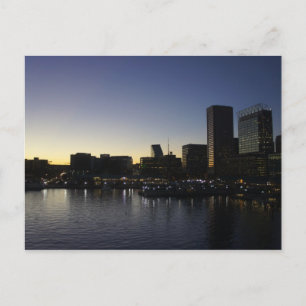 Der Hafen von Baltimore in der Nacht Postkarte