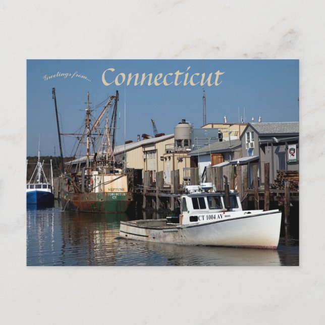 Der Hafen von Connecticut mit Blick auf die Long I Postkarte (Vorderseite)