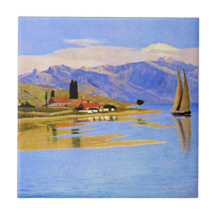 Der Hafen von Pully, feine Kunst, Fliese