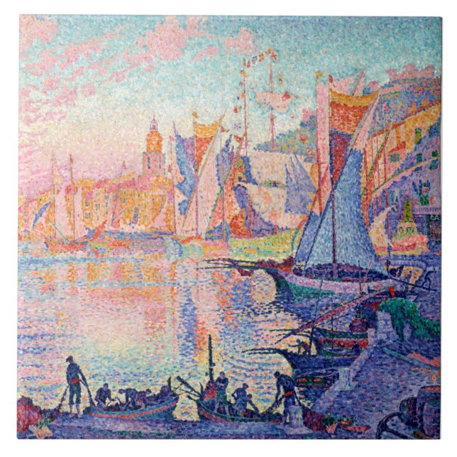 Der Hafen von Saint-Tropez, Signac Fliese (Vorderseite)