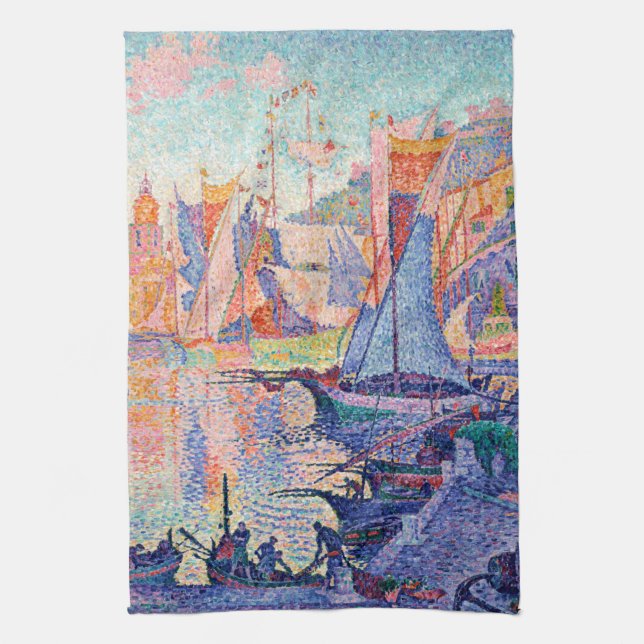 Der Hafen von Saint-Tropez, Signac Geschirrtuch (Vertikal)
