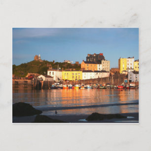 Der Hafen von Tenby, Südwales Postkarte