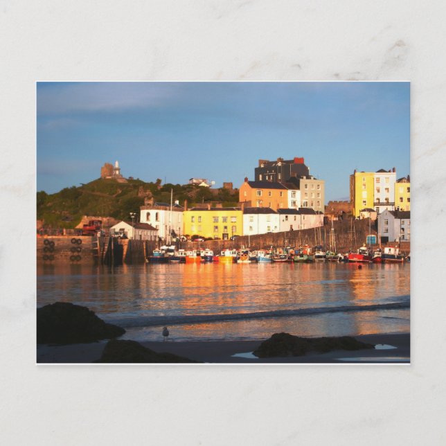 Der Hafen von Tenby, Südwales Postkarte (Vorderseite)