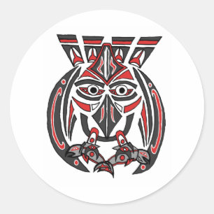 Der haida-Rabe und die Lachse Runder Aufkleber