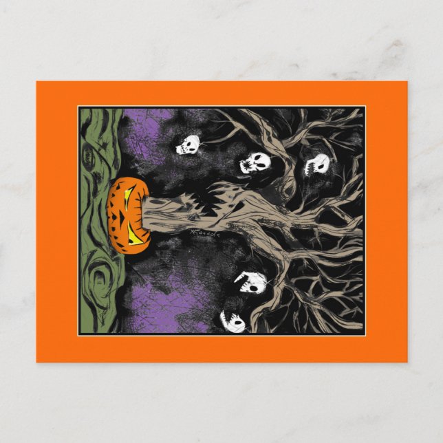 Der Halloween-Baum Postkarte (Vorderseite)