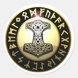 Der Hammer des Thors Runder Aufkleber
