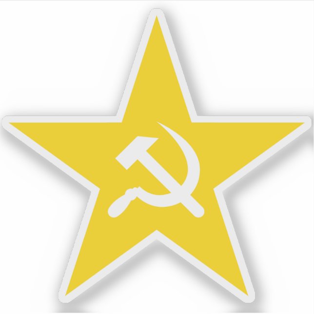 Der Hammer und der Sichelstern - v2 (gelb) Aufkleber (Vorderseite)