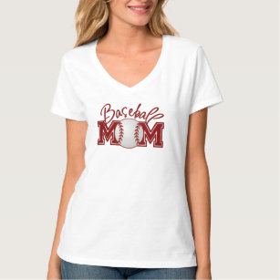 Der Hanes der Baseball-Mama-Frauen Nano-V-Hals T - T-Shirt