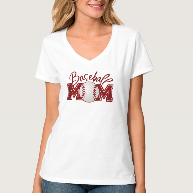 Der Hanes der Baseball-Mama-Frauen Nano-V-Hals T - T-Shirt (Vorderseite)