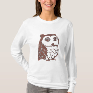 Der Hanes der Eulen-Frauen langer Hülsen-Nano-T - T-Shirt