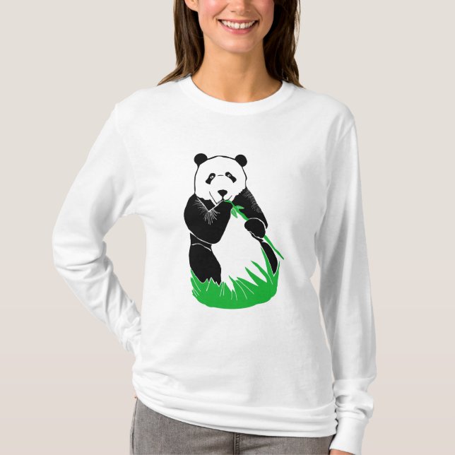 Der Hanes der Panda-Frauen langer Hülsen-Nano-T - T-Shirt (Vorderseite)