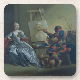 Der Harlekin-Maler, c.1742 (Öl auf Leinwand) Untersetzer