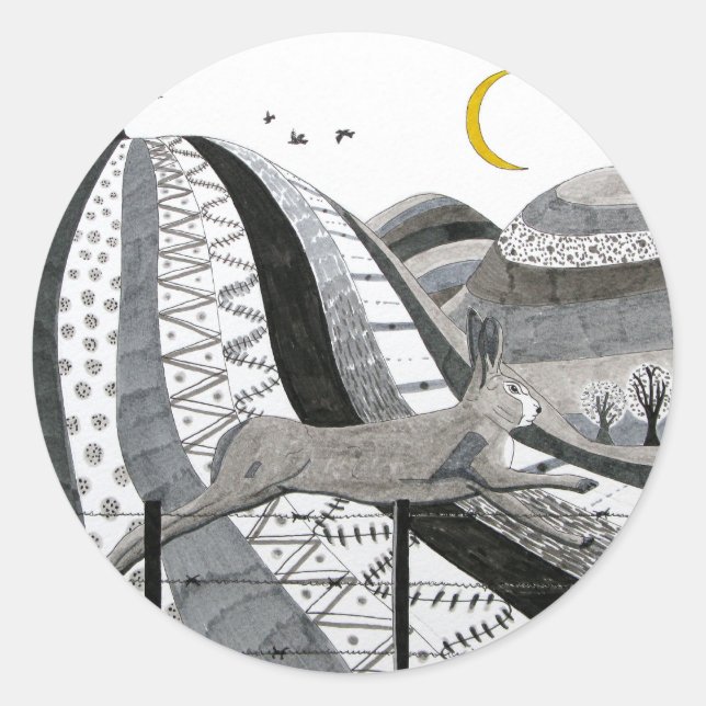 Der Hase Runder Aufkleber (Vorderseite)