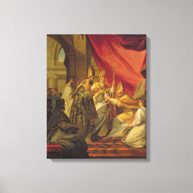 Der Heilige Augustinus, der als Bischof ordiniert  Leinwanddruck (Vorderseite)
