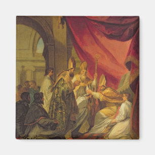 Der Heilige Augustinus, der als Bischof ordiniert  Magnet