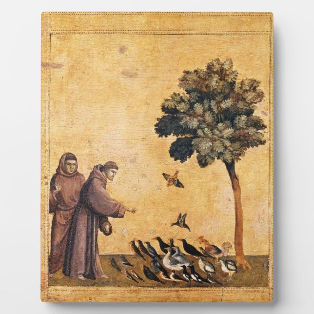 Der heilige Franz von Assisi predigt die Vögel Fotoplatte (Vorderseite)