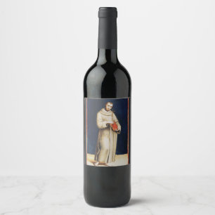Der Heilige Franz von Assisi von Raffael Renaissan Weinetikett