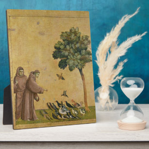 Der Heilige Franziskus von Assisi predigt den Vöge Fotoplatte