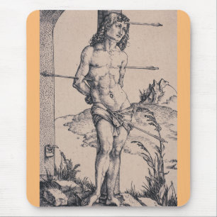 Der heilige Sebastian an die Säule gebunden Mousepad