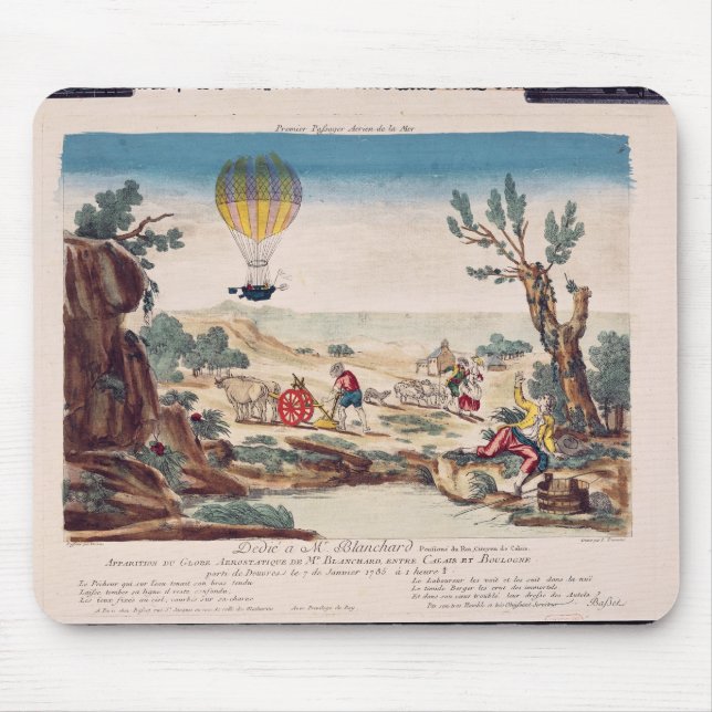 Der Heißluftballon von Jean Pierre Blanchard Mousepad (Vorne)
