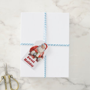 Der heitere Weihnachtsmann mit fröhlichen Feiertag Geschenkanhänger