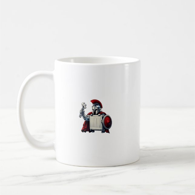 Der Heizkörper – Lustiger Klempner-Kaffeebecher Kaffeetasse (Links)