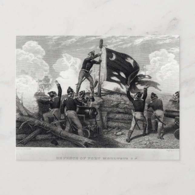 Der Heldentum von Sergeant William Jasper Postkarte (Vorderseite)
