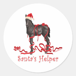Der Helferhut des Weihnachtsmanns des Pferdes Colt Runder Aufkleber