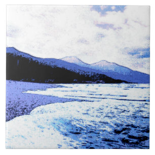 Der helle Strand in Blautönen Fliese