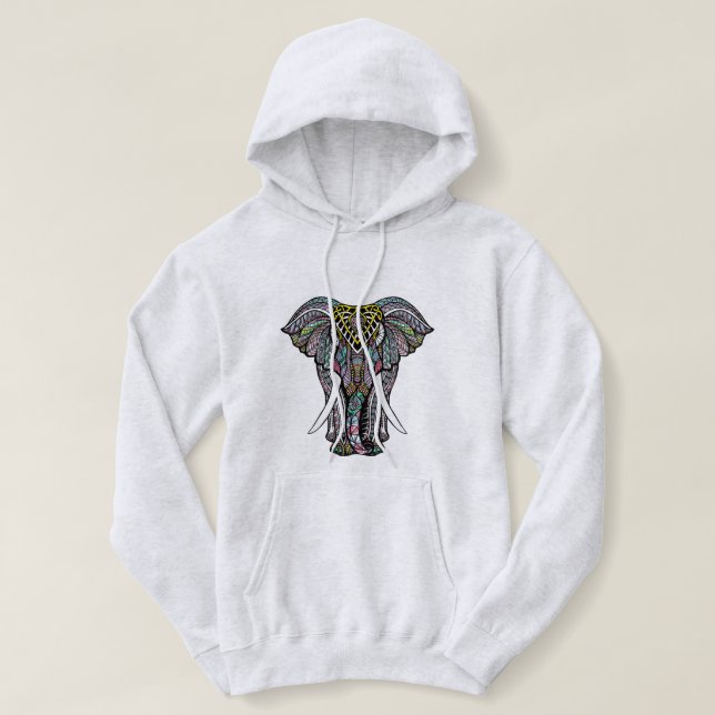 DER HENNASTRAUCH-ELEFANT (FRAUEN) HOODIE (Design vorne)