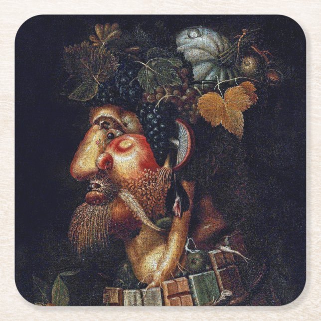 Der Herbst, Arcimboldo Rechteckiger Pappuntersetzer (Vorderseite)