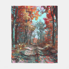 Der Herbst erstreckt sich über Wälder mit roten Bl Fleecedecke