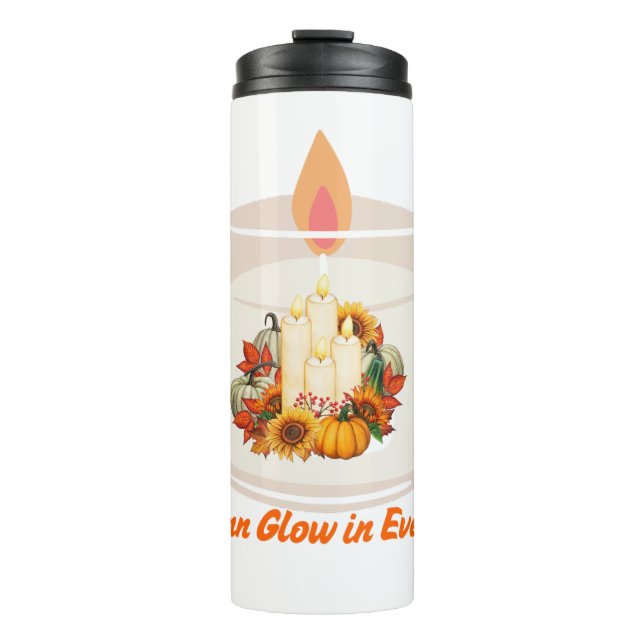 "Der Herbst glüht in jeder Seite Thermosbecher (Vorderseite)