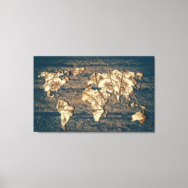 Der Herbst hinterlässt die Weltkarte Mauer Kunst Leinwanddruck (Vorderseite)
