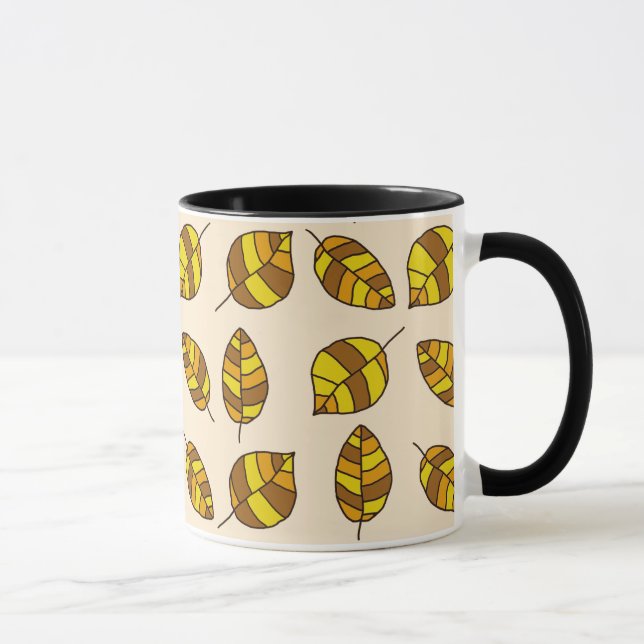 Der Herbst hinterlässt gelbes Leaf-Muster in jeder Tasse (Rechts)