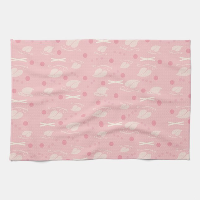 Der Herbst hinterlässt Muster rosa Vanilla Geschirrtuch (Horizontal)