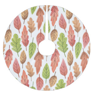 Der Herbst hinterlässt Wasserfarbe: Naturmuster. Polyester Weihnachtsbaumdecke
