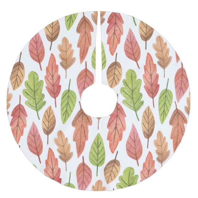 Der Herbst hinterlässt Wasserfarbe: Naturmuster. Polyester Weihnachtsbaumdecke (Vorderseite)