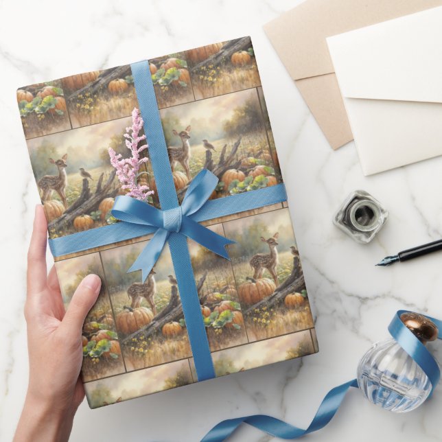 Der Herbst in einem Kürbispflaster Geschenkpapier (Schenken)