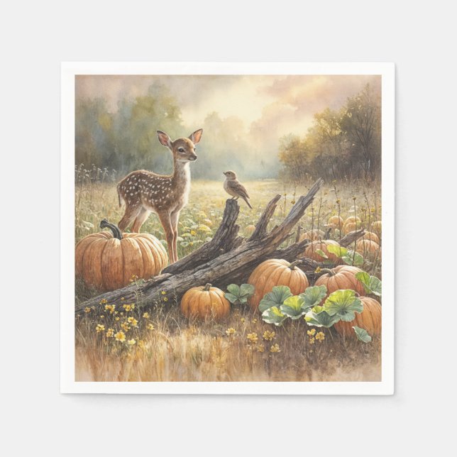 Der Herbst in einem Kürbispflaster Serviette (Vorderseite)
