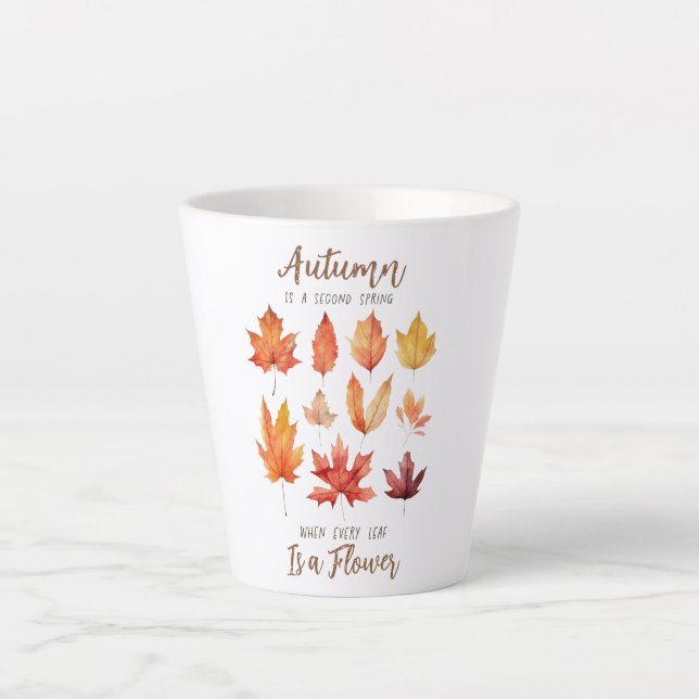 Der Herbst ist der zweite Frühling - Herbstlaub Milchtasse (Vorderseite)
